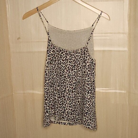 Loft Womens Tan Black Leopard Print Petite Swing Tank - Picture 2 of 4